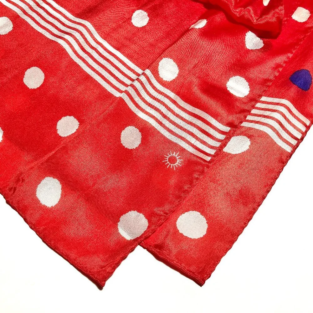 Vintage All-Silk Polka Dot Oblong Scarf